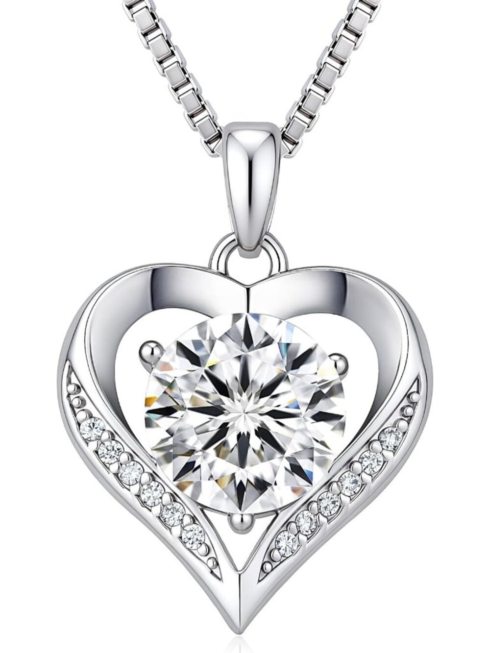 Stunning Moissanite Heart Pendant Necklace for Women, 1-3 Carat, S925 Silver